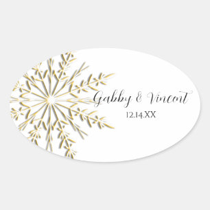 Gold Snowflake Winter Wedding Envelope Seals