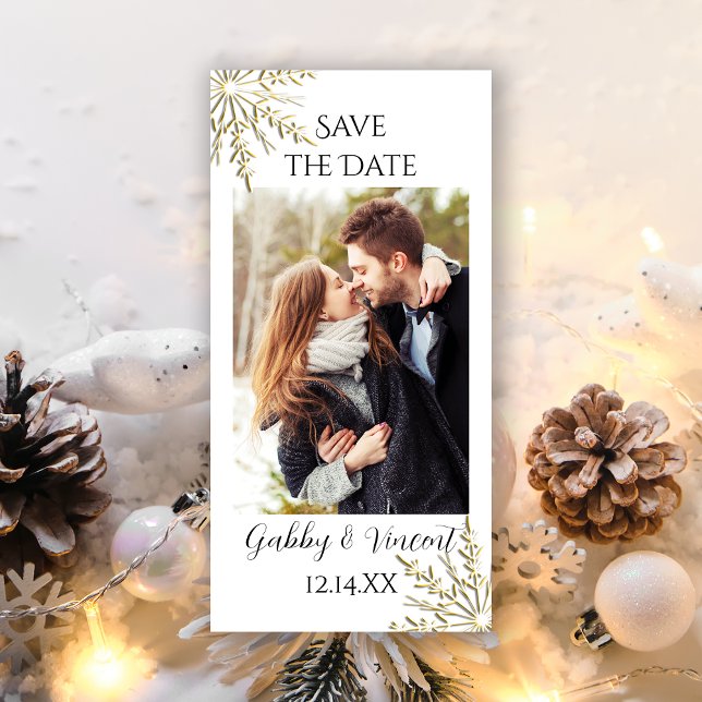Gold Snowflake Winter Wedding Save the Date Photo (Creator Uploaded)