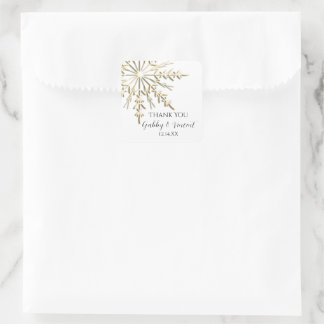 Gold Snowflake Winter Wedding Thank You Favour Tag