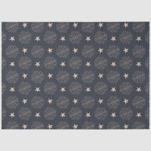 Gold Snowflakes and Gold Stars Black Christmas Tissue Paper