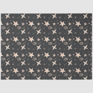 Gold Snowflakes and Gold Stars Black Christmas Tissue Paper