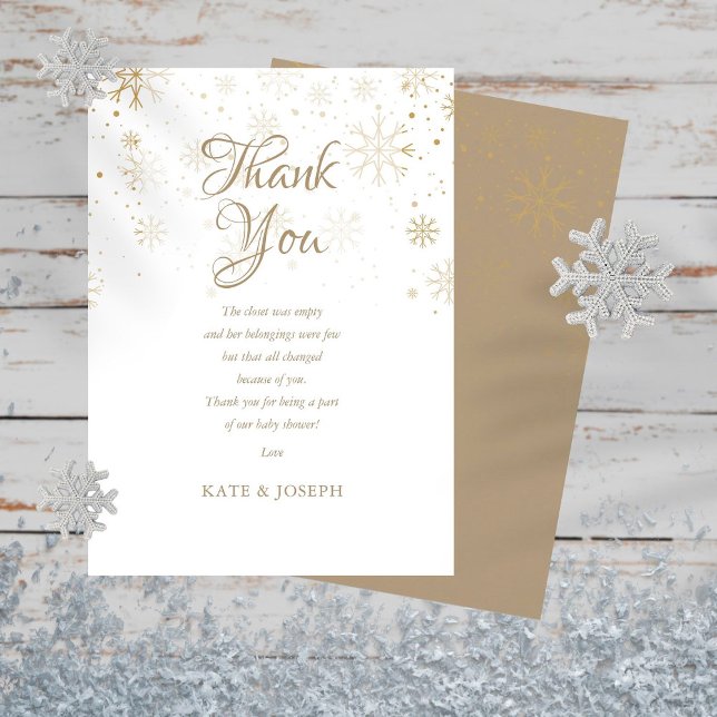 Gold Snowflakes Baby Shower Thank You Poem Card (Creator Uploaded)