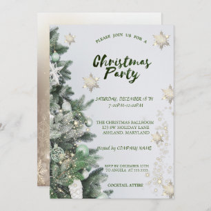 Gold Snowflakes,Balls Christmas Company Party Invitation