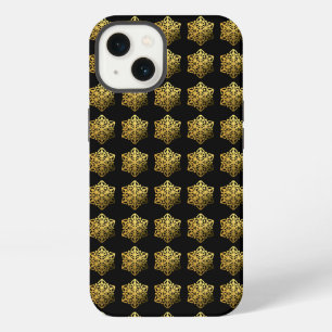 Gold Snowflakes Black Phone Case