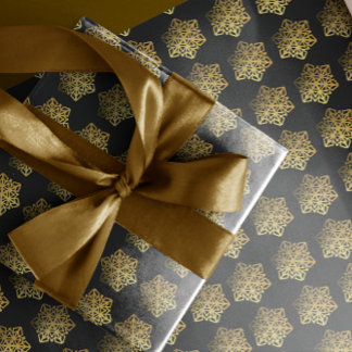 Gold Snowflakes Black Wrapping Paper