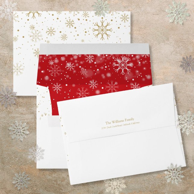 Gold Snowflakes Christmas Holidays Return Address Envelope (Gold Snowflakes Christmas Holidays Return Address Envelope)