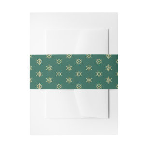Gold Snowflakes, Christmas Invitation Belly Band