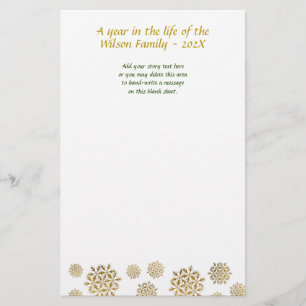 Gold Snowflakes Christmas Letter Writing Paper