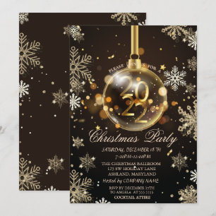Gold Snowflakes, Christmas Ornament 2022 Company Invitation
