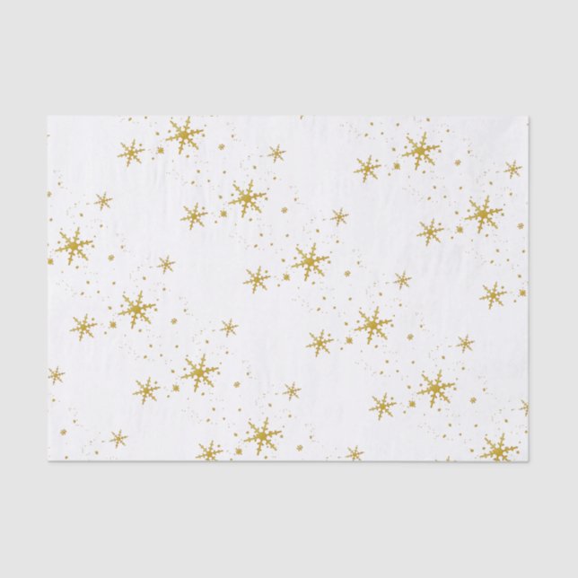 Gold Snowflakes Christmas Tissue Paper (Front)