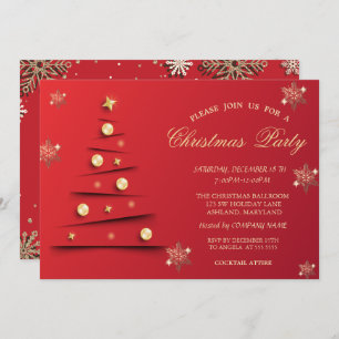 Gold Snowflakes,Christmas Tree Balls Company  Invitation
