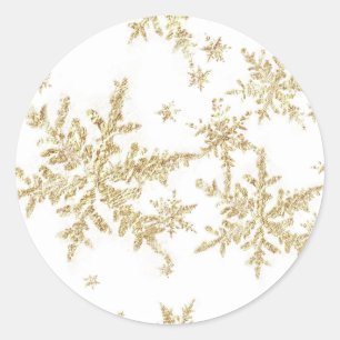 Gold Snowflakes Classic Round Sticker
