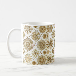 Gold snowflakes coffee mug