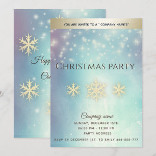 Gold snowflakes corporate Christmas party Invit Invitation