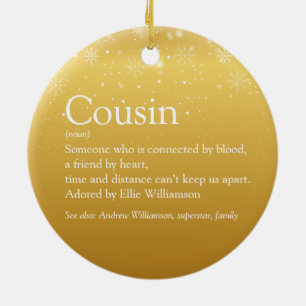 Gold Snowflakes Cousin Definition Holidays Ceramic Tree Decoration