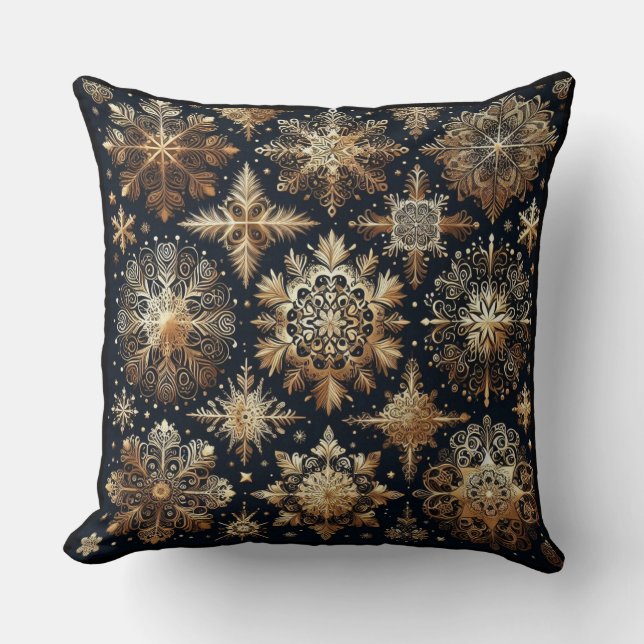 Gold snowflakes cushion (Front)