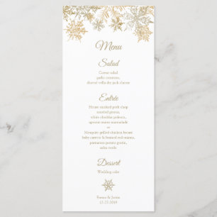 Gold Snowflakes Elegant Winter Wedding Rackcard Menu