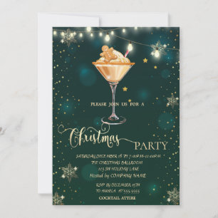  Gold Snowflakes,Gingerbread Drink Christmas  Invitation