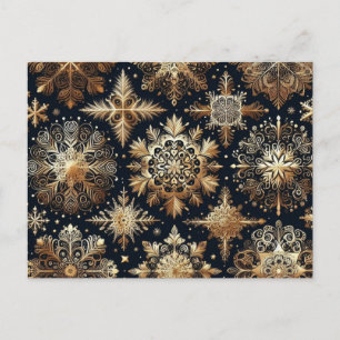 Gold snowflakes holiday postcard