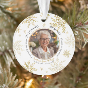 Gold Snowflakes In Loving Memory Memorial Keepsake Ornament