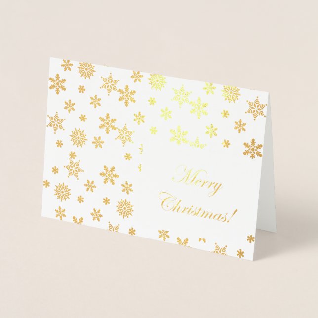 Gold Snowflakes Merry Christmas! Foil Card (Front)