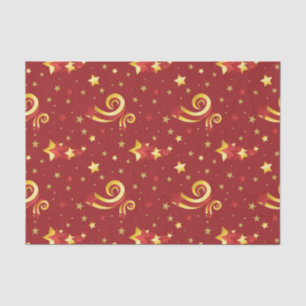 Gold Snowflakes on Christmas Red Tissue Paper