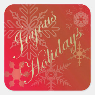 Gold Snowflakes on Ombre Red Sticker