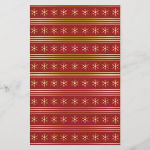 Gold Snowflakes on Red Christmas pattern Stationery