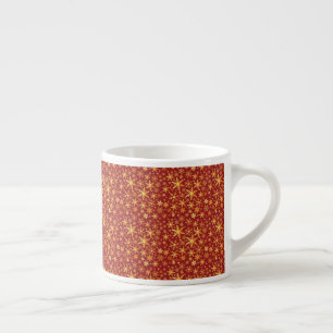 Gold Snowflakes on red pattern Christmas Espresso Cup