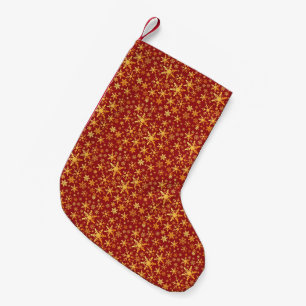 Gold Snowflakes on red pattern Christmas Small Christmas Stocking