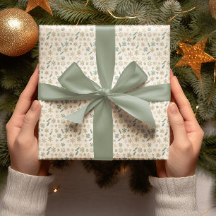 Gold Snowflakes & Pine Wrapping Paper