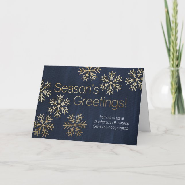 Gold Snowflakes Season's Greeting Business Holiday (Front)