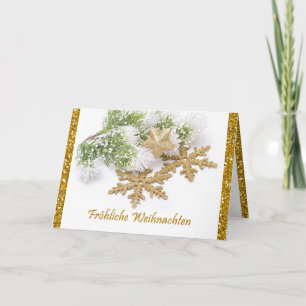 Gold snowflakes, spruce German Christmas Card
