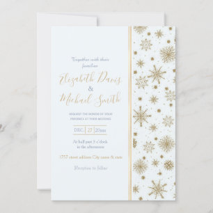 Gold Snowflakes White Design Invitation