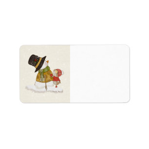 Gold Snowman Address Labels