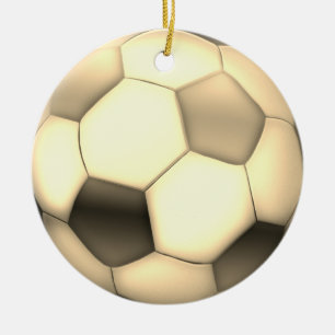Gold Soccer   Football Sport Gift Ceramic Tree Decoration