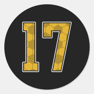Gold Soccer Pattern Number 17 Jersey Player Unifor Classic Round Sticker