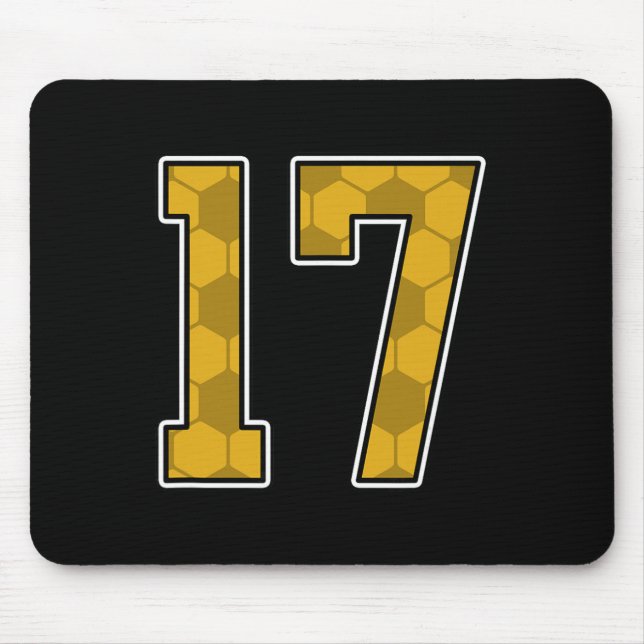 Gold Soccer Pattern Number 17 Jersey Player Unifor Mouse Mat (Front)