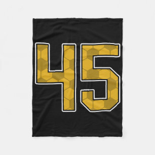 Gold Soccer Pattern Number 45 Jersey Player Unifor Fleece Blanket