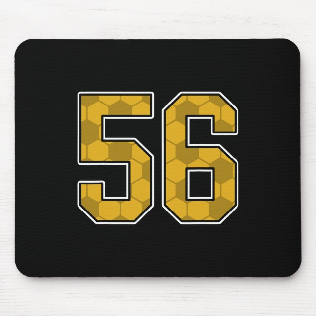 Gold Soccer Pattern Number 56 Jersey Player Unifor Mouse Mat (Front)