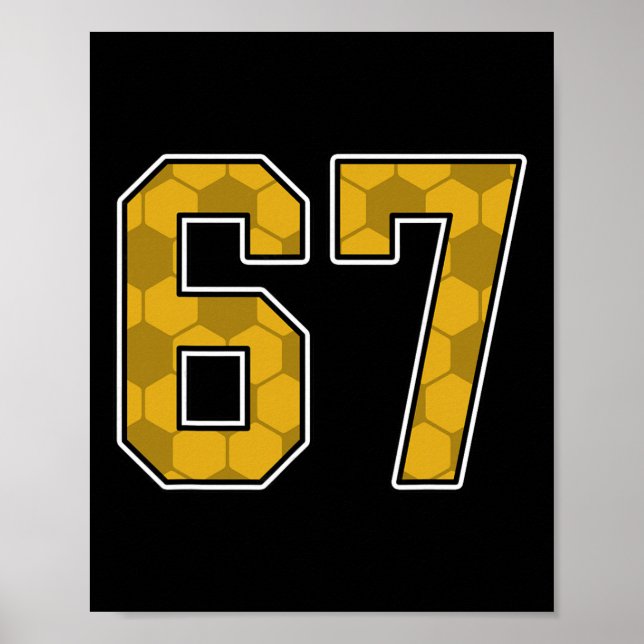 Gold Soccer Pattern Number 67 Jersey Player Unifor Poster (Front)