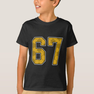 Gold Soccer Pattern Number 67 Jersey Player Unifor T-Shirt