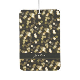 Gold Soft Focus Sparkle Lights with Name Car Air Freshener