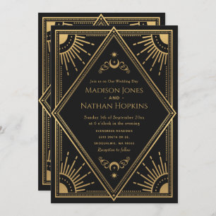 Gold Solar Gothic Elegant Tarot Card Wedding