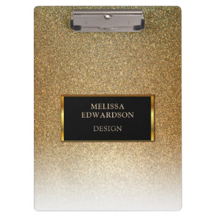Gold sophisticated glitter personalised clipboard