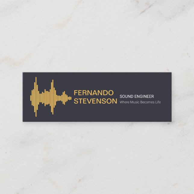 Gold Sound Wave Stylish Name Setting Mini Business Card (Front)
