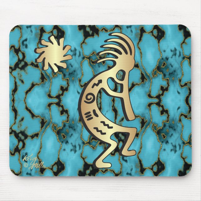 Gold Southwest Kokopelli Mouse Pad (Front)
