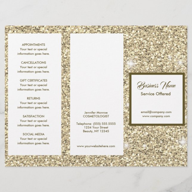 Gold Spa, Massage, Hairstylist Menu & Pricing (Front)