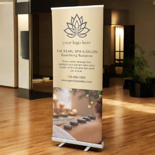 Gold Spa Massage Salon Business Logo Photo Retractable Banner