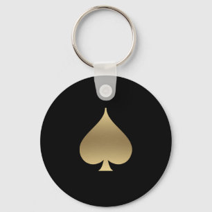 Gold Spade Symbol Key Ring